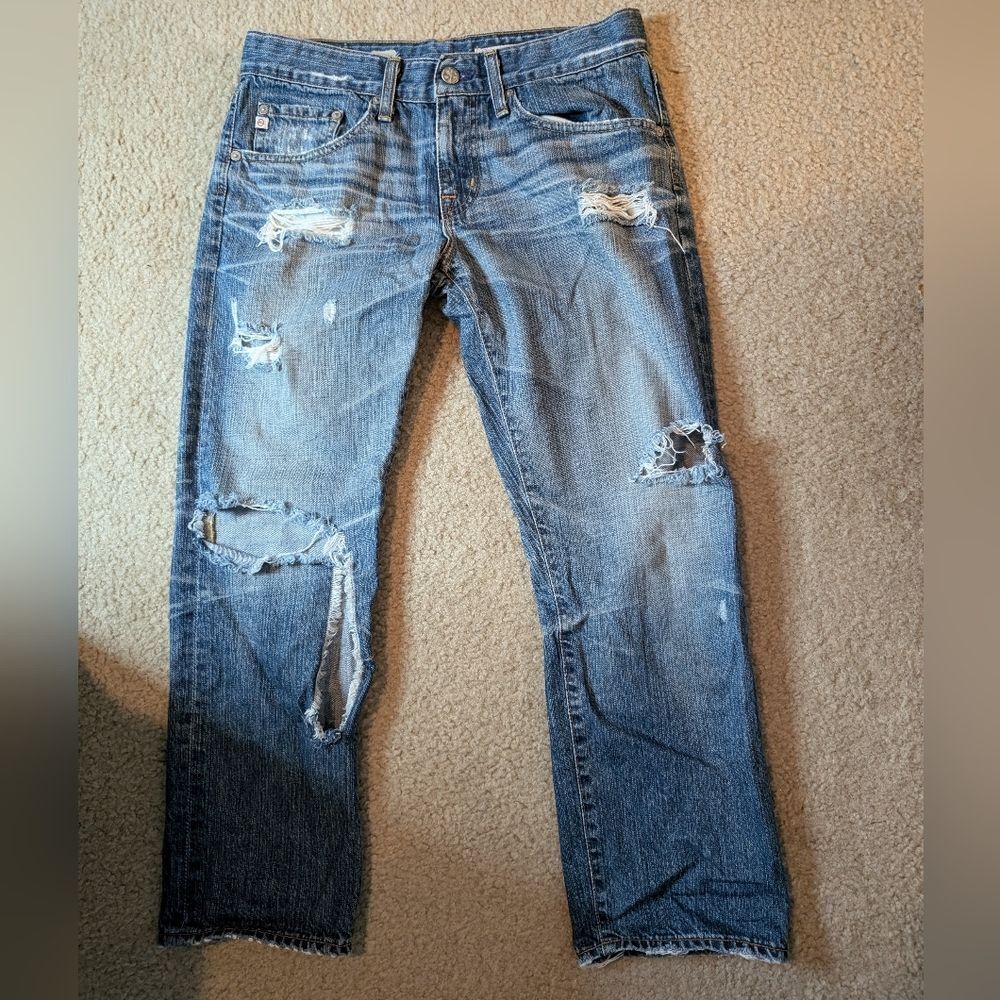 AG Adriano Goldschmied Distressed Ex-Boyfriend Crop Jeans - Picture 2 of 16